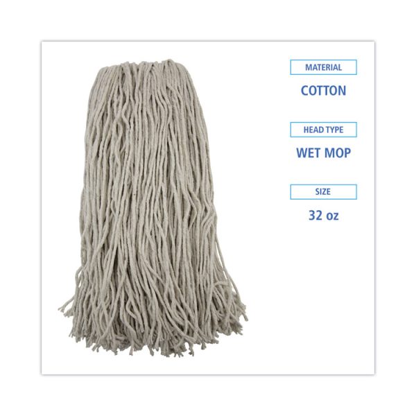Mop Head, Premium Standard Head, Cotton Fiber, 32oz, White, 12/carton - Image 2