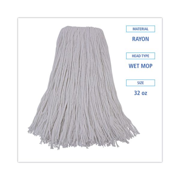 Mop Head, Premium Standard Head, Rayon Fiber, 32oz, White, 12/carton - Image 2