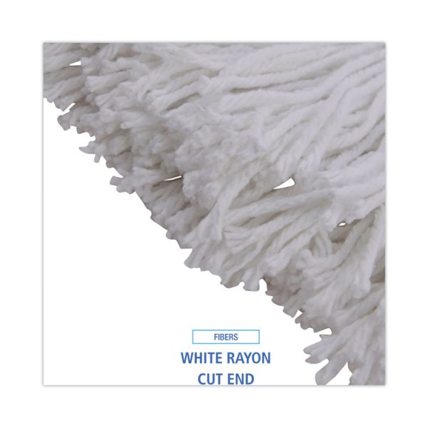 Mop Head, Premium Standard Head, Rayon Fiber, 32oz, White, 12/carton - Image 4