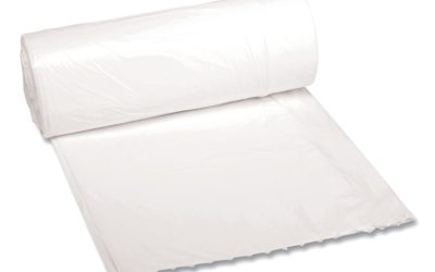 Low-Density Waste Can Liners, 10 gal, 0.4 mil, 24″ x 23″, White, 25 Bags/Roll, 20 Rolls/Carton
