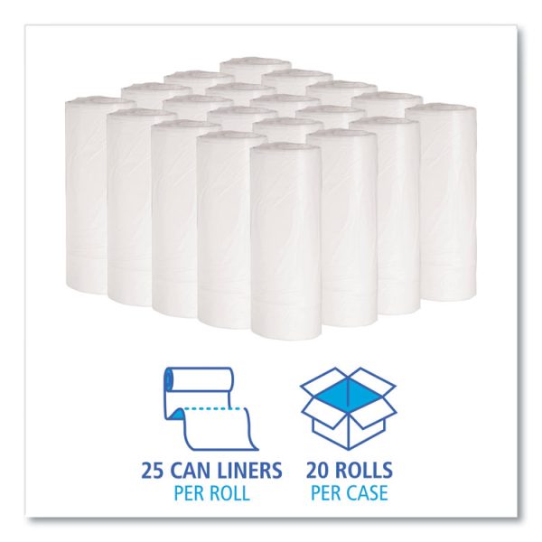 Low-Density Waste Can Liners, 16 gal, 0.4 mil, 24" x 32", White, 25 Bags/Roll, 20 Rolls/Carton - Image 3