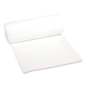 Low-Density Waste Can Liners, 16 gal, 0.4 mil, 24" x 32", White, 25 Bags/Roll, 20 Rolls/Carton