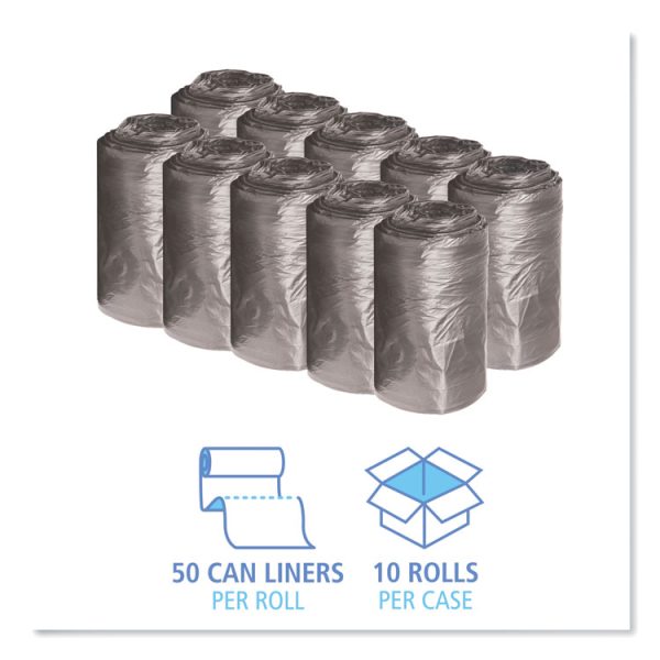 Low-Density Waste Can Liners, 16 gal, 0.35 mil, 24" x 32", Black, 50 Bags/Roll, 10 Rolls/Carton - Image 3