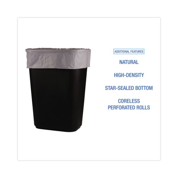 High-Density Can Liners, 16 gal, 6 mic, 24" x 33", Natural, 50 Bags/Roll, 20 Rolls/Carton - Image 4