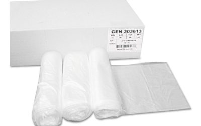 High Density Can Liners, 30 gal, 10 mic, 30″ x 36″, Natural, 25 Bags/Roll, 20 Rolls/Carton