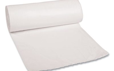 Low-Density Waste Can Liners, 30 gal, 0.6 mil, 30″ x 36″, White, 25 Bags/Roll, 8 Rolls/Carton