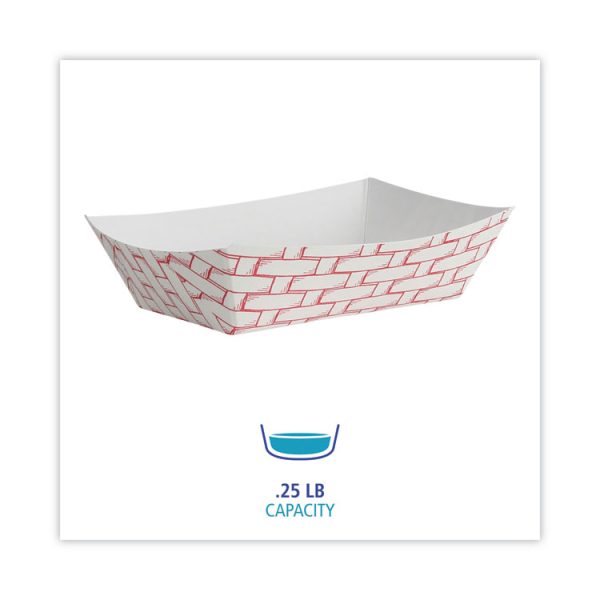 Paper Food Baskets, 0.25 lb Capacity, 2.69 x 4 x 1.05, Red/White, 1,000/Carton - Image 2