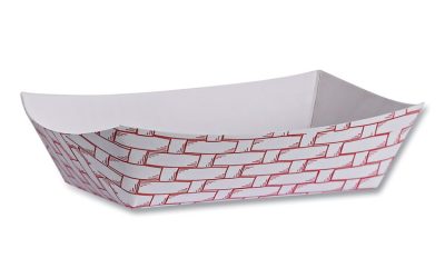 Paper Food Baskets, 6 oz Capacity, 3.78 x 4.3 x 1.08, Red/White, 1,000/Carton