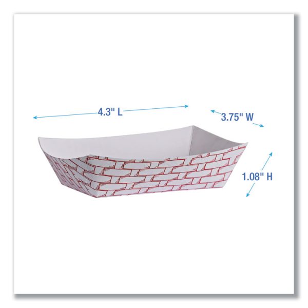 Paper Food Baskets, 6 oz Capacity, 3.78 x 4.3 x 1.08, Red/White, 1,000/Carton - Image 3