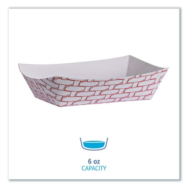 Paper Food Baskets, 6 oz Capacity, 3.78 x 4.3 x 1.08, Red/White, 1,000/Carton - Image 5