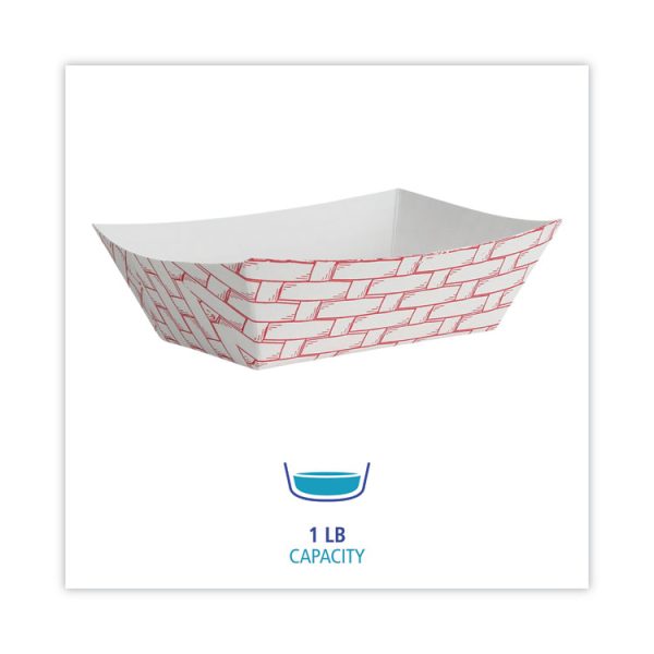 Paper Food Baskets, 1 Lb Capacity, Red/white, 1,000/carton - Image 2