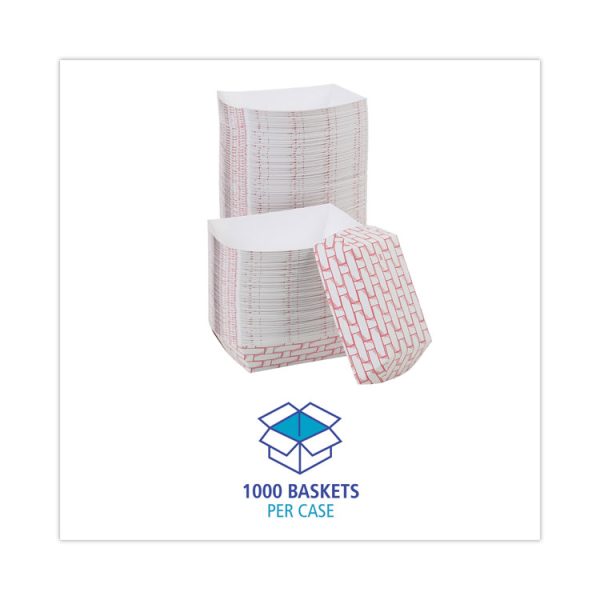 Paper Food Baskets, 2 Lb Capacity, Red/white, 1,000/carton - Image 3