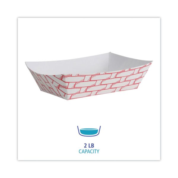 Paper Food Baskets, 2 Lb Capacity, Red/white, 1,000/carton - Image 2