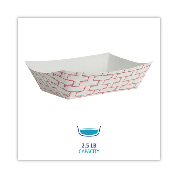 Paper Food Baskets, 2.5 Lb Capacity, Red/white, 500/carton - Image 2