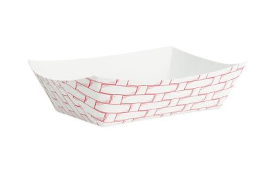 Paper Food Baskets, 2.5 Lb Capacity, Red/white, 500/carton