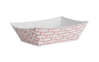 Paper Food Baskets, 3 Lb Capacity, Red/white, 500/carton