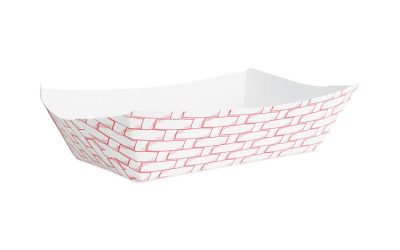 Paper Food Baskets, 5 Lb Capacity, Red/white, 500/carton
