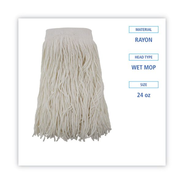 Mop Head, Premium Saddleback Head, Rayon Fiber, 24-Oz., White, 12/carton - Image 2