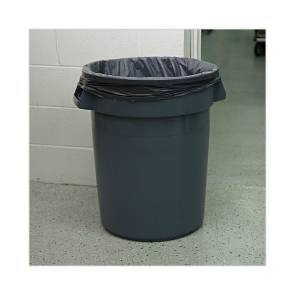 Round Waste Receptacle, 32 gal, Linear-Low-Density Polyethylene, Gray - Image 4