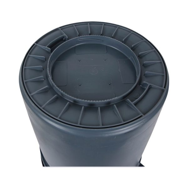 Round Waste Receptacle, 32 gal, Linear-Low-Density Polyethylene, Gray - Image 6