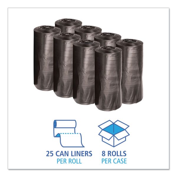 Low-Density Waste Can Liners, 33 gal, 0.5 mil, 33" x 39", Black, 25 Bags/Roll, 8 Rolls/Carton - Image 3