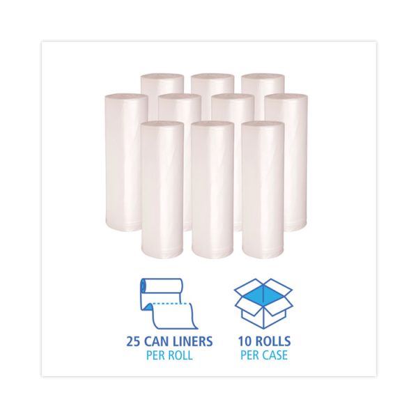 High-Density Can Liners, 33 gal, 14 mic, 33" x 38", Natural, 25 Bags/Roll, 10 Rolls/Carton - Image 3