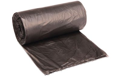 High-Density Can Liners, 60 gal, 14 mic, 38″ x 58″, Black, 25 Bags/Roll, 8 Rolls/Carton