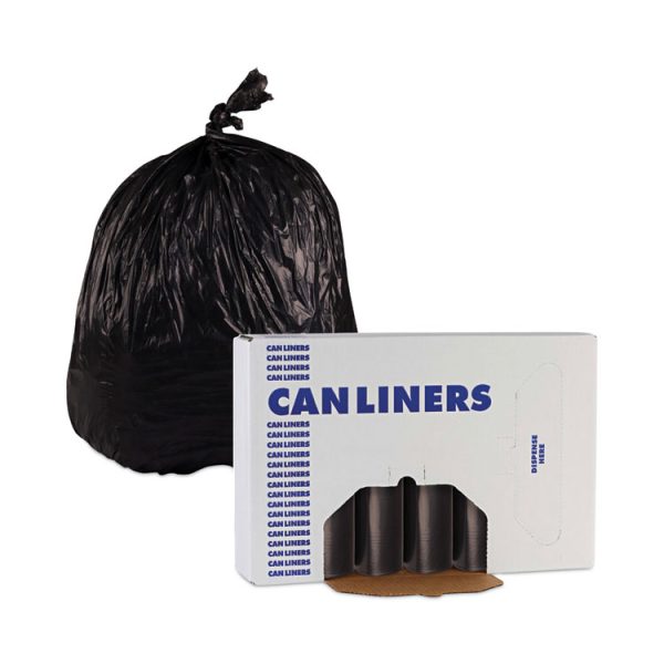 High-Density Can Liners, 60 gal, 14 mic, 38" x 58", Black, 25 Bags/Roll, 8 Rolls/Carton - Image 6