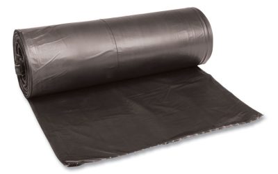 Low-Density Waste Can Liners, 60 gal, 0.65 mil, 38″ x 58″, Black, 25 Bags/Roll, 4 Rolls/Carton