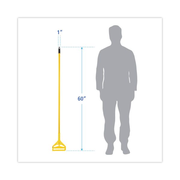 Looped End Mop Kit, Medium Blue Cotton/rayon/synthetic Head, 60" Yellow Metal/polypropylene Handle - Image 7