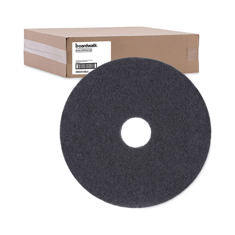 Stripping Floor Pads, 16" Diameter, Black, 5/carton - Image 5