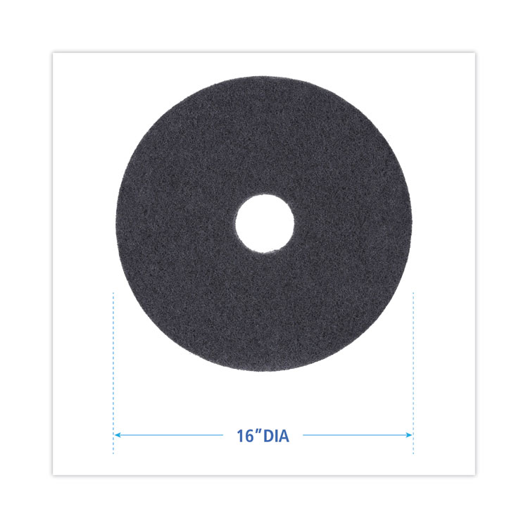 Stripping Floor Pads, 16" Diameter, Black, 5/carton - Image 2