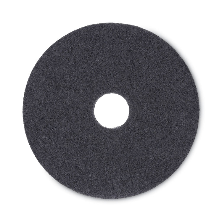 Stripping Floor Pads, 16" Diameter, Black, 5/carton