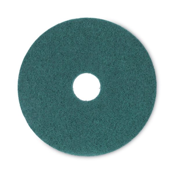 Heavy-Duty Scrubbing Floor Pads, 16" Diameter, Green, 5/carton