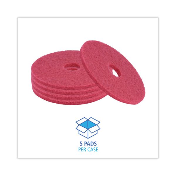 Buffing Floor Pads, 16" Diameter, Red, 5/carton - Image 3