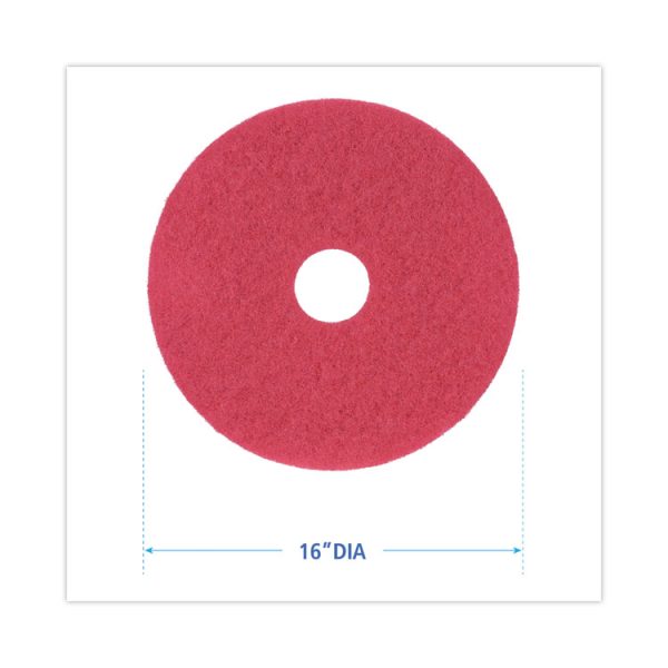 Buffing Floor Pads, 16" Diameter, Red, 5/carton - Image 2