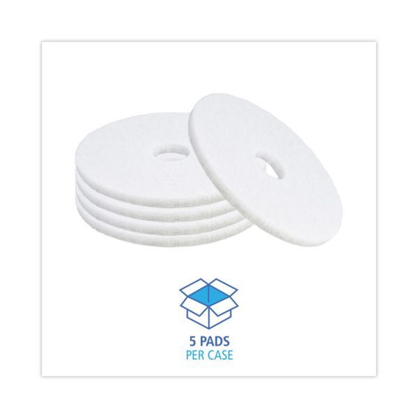 Polishing Floor Pads, 16" Diameter, White, 5/carton - Image 3
