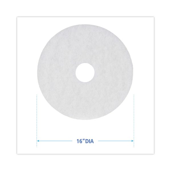 Polishing Floor Pads, 16" Diameter, White, 5/carton - Image 2