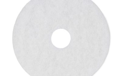 Polishing Floor Pads, 16″ Diameter, White, 5/carton