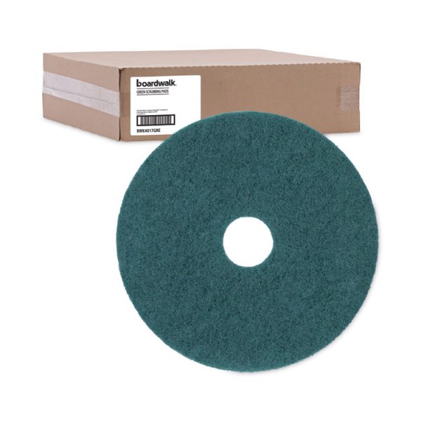 Heavy-Duty Scrubbing Floor Pads, 17" Diameter, Green, 5/carton - Image 5