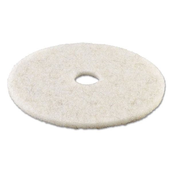 Natural Burnishing Floor Pads, 17" Diameter, White, 5/carton - Image 2