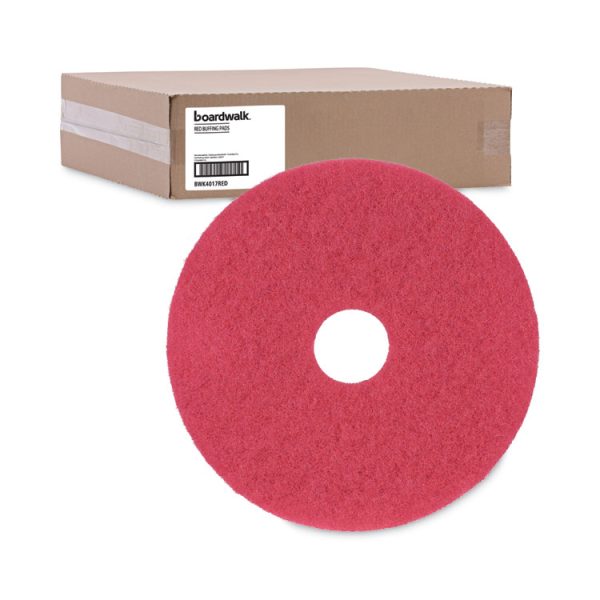 Buffing Floor Pads, 17" Diameter, Red, 5/carton - Image 5