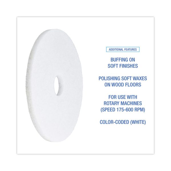 Polishing Floor Pads, 17" Diameter, White, 5/carton - Image 4
