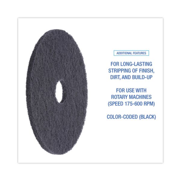 Stripping Floor Pads, 18" Diameter, Black, 5/carton - Image 4