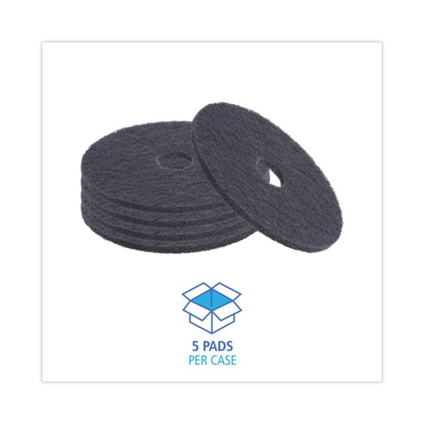 Stripping Floor Pads, 18" Diameter, Black, 5/carton - Image 3