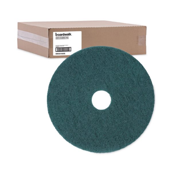 Heavy-Duty Scrubbing Floor Pads, 18" Diameter, Green, 5/carton - Image 5