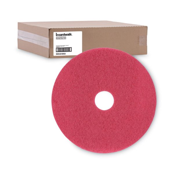 Buffing Floor Pads, 18" Diameter, Red, 5/carton - Image 5