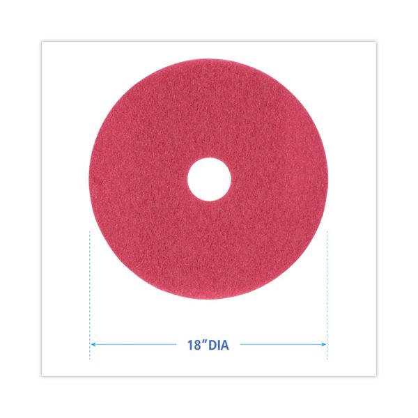 Buffing Floor Pads, 18" Diameter, Red, 5/carton - Image 2