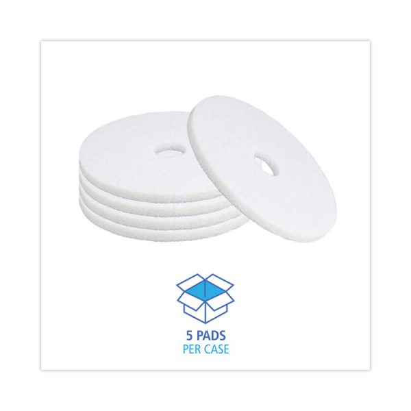Polishing Floor Pads, 18" Diameter, White, 5/carton - Image 3