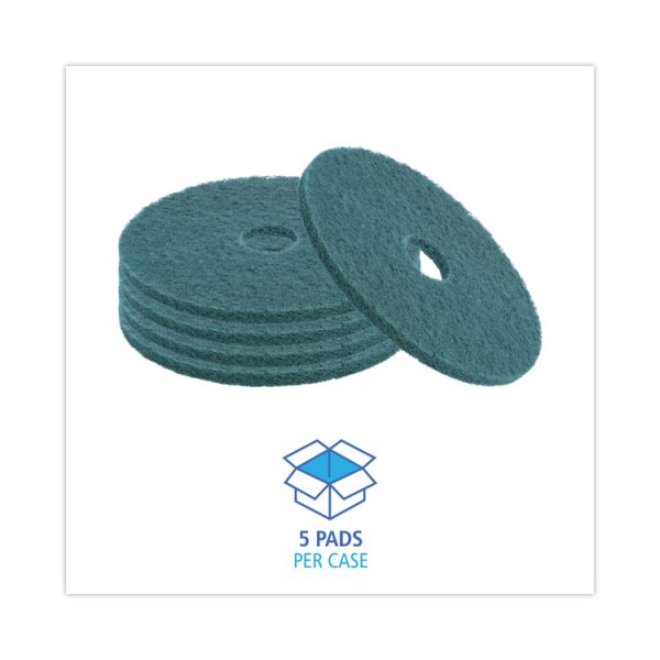 Heavy-Duty Scrubbing Floor Pads, 19" Diameter, Green, 5/carton - Image 3